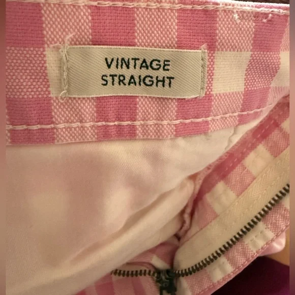 J.Crew Pink Gingham Vintage Straight Jeans Size 32 - Picture 9 of 12